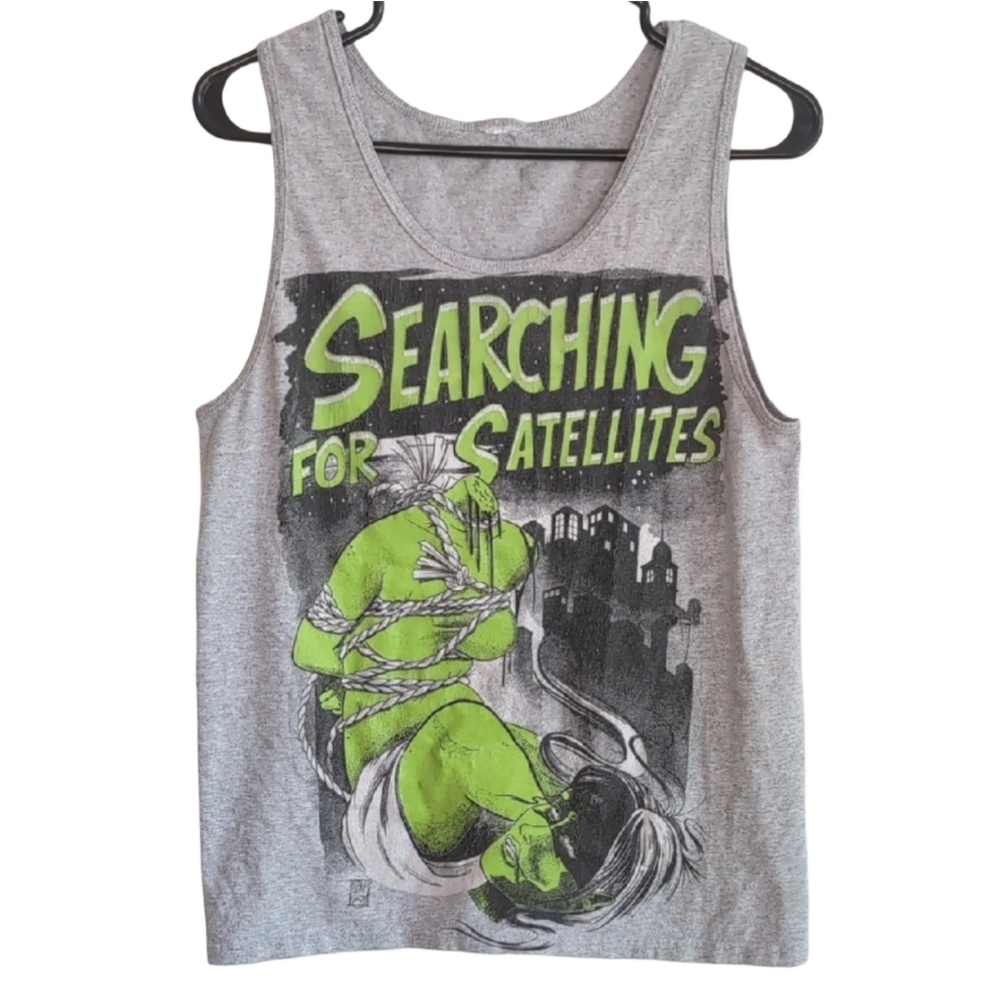 Searching For Satellites‎ Men's Medium Grey Grey Pulp Novel Pin Up Tank Top